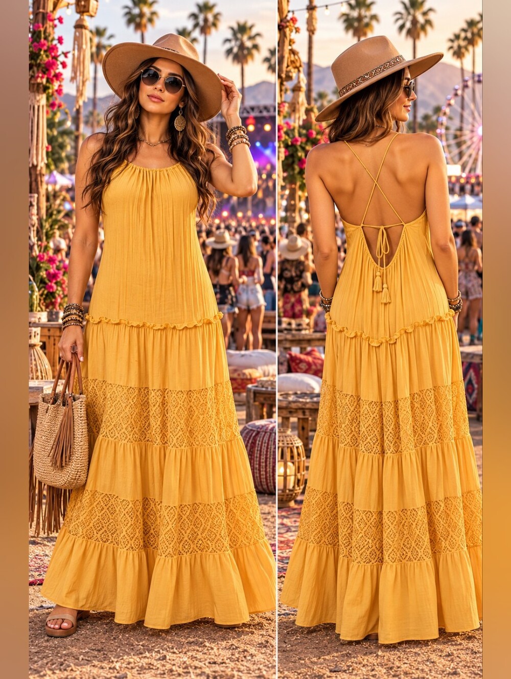 Boutique Boho Backless Maxi Dress